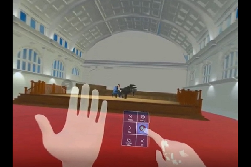 The VR technology in action, showing the RCM's Amaryllis Fleming Concert Hall